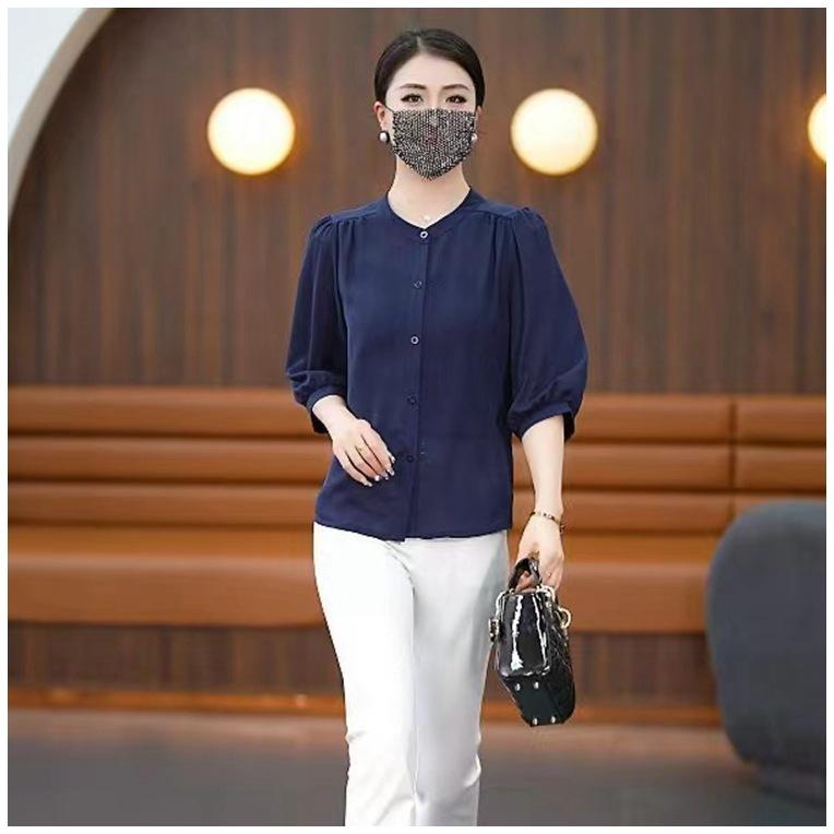 

Женская весенне-летняя темпераментная удобная рубашка большого размера, тонкая секция, плиссированная темпераментная блузка для通勤 M