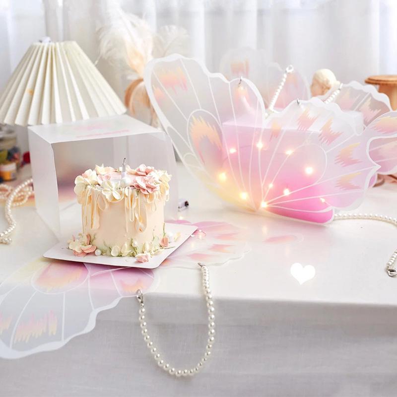 1PC Plastic DIY Dessert Storage Handbag Matte Cake Packaging Bags Packaging Material Butterfly Wings Shape Festival Party