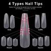 240PCS Nail Tips With Auxiliary Lines Matte Transparent Fake Nail Guideline False Nail Tips Full Cover Coffin/Square/Round/Oval