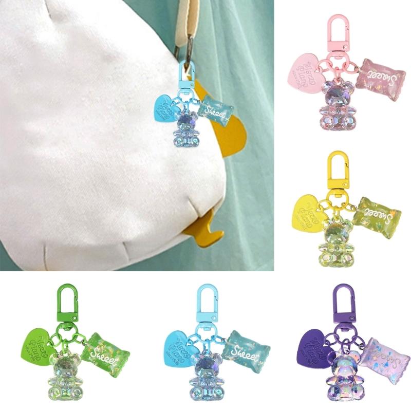 Colorful Heart Candy Keychain Ornament Stylish Keyring Accessory Unique Bag Decorations for Fashion forward Individuals