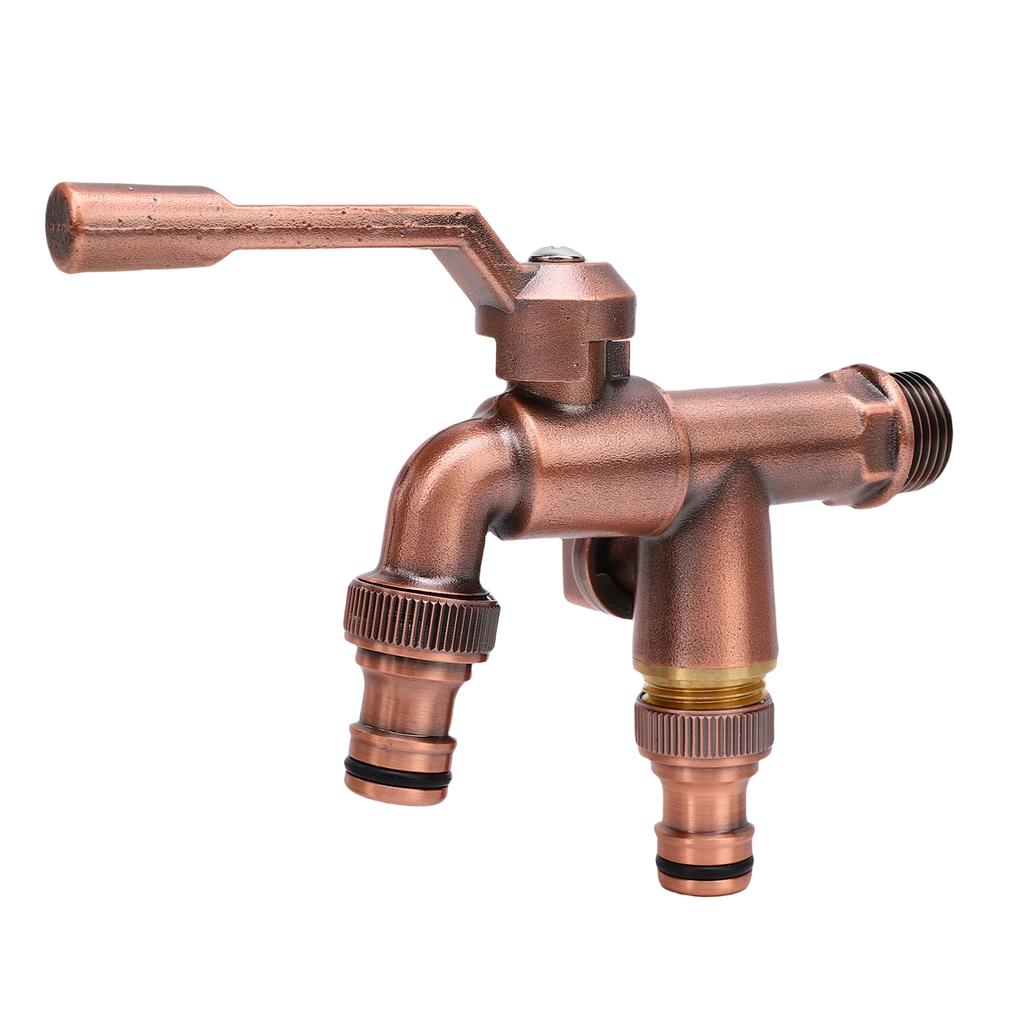 Outside Water Faucet Brass High Temperature Resist 1 In 2 Out Outdoor Wall Mounted Garden Double Faucet for Family