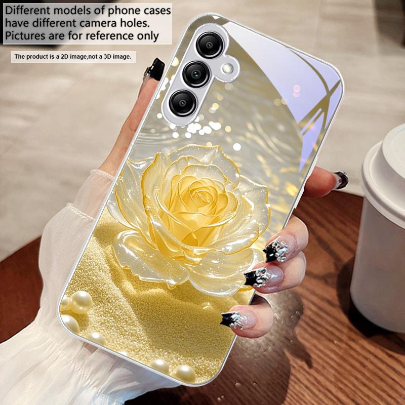 Gradient Crystal Rose For Samsung A 73 72 71 A70 56 55 54 A53 52 A51 A50 42 A35 A34 33 32 31 26 25 24 23 22 30 glass phone case