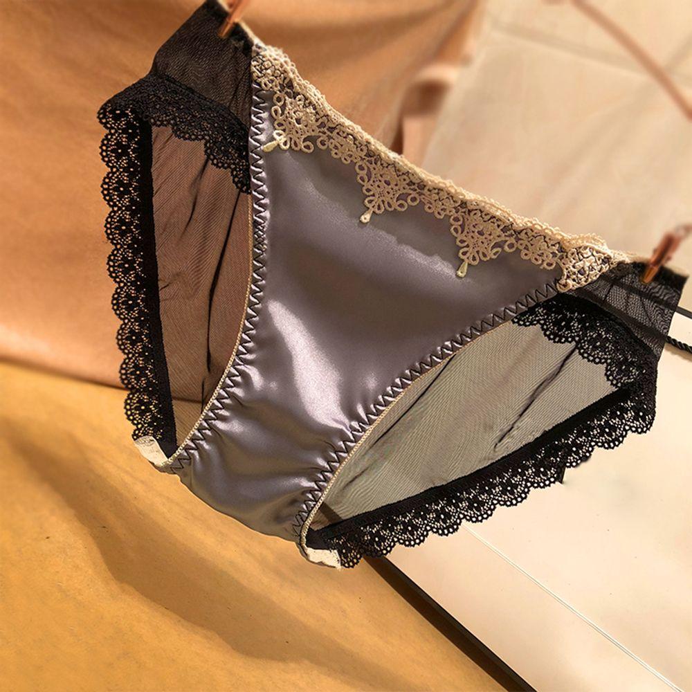 Solid Color Sexy Lingerie Women Low-rise Hollow Out Lace Panties Underwear Briefs