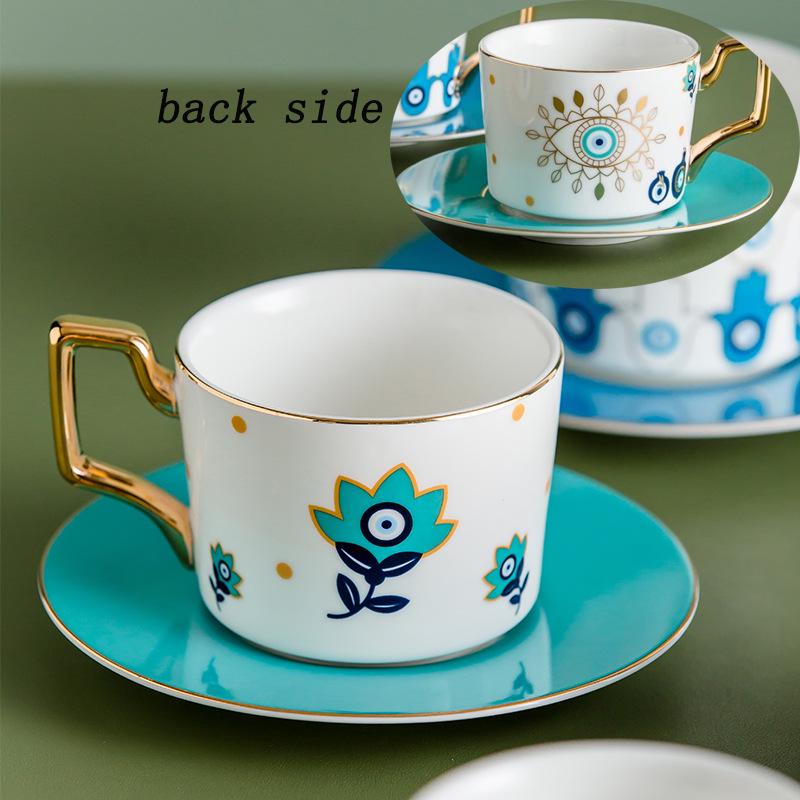 Devil’s Eye Ceramic Coffee Cup & Saucer Set – European Style Tea Cup for Afternoon Tea