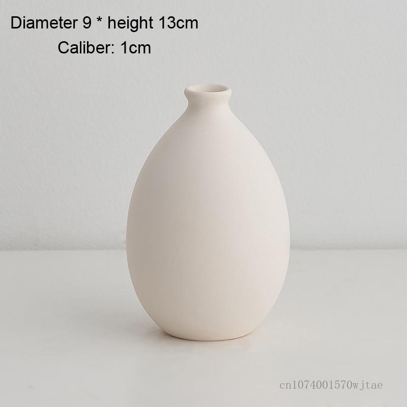 Nordic Ceramic Small Vase, Flower Decor Accessories, Home Dining Table, Bedroom, Living Room, Narrow Mouth, Floral Ornament, 1Pc