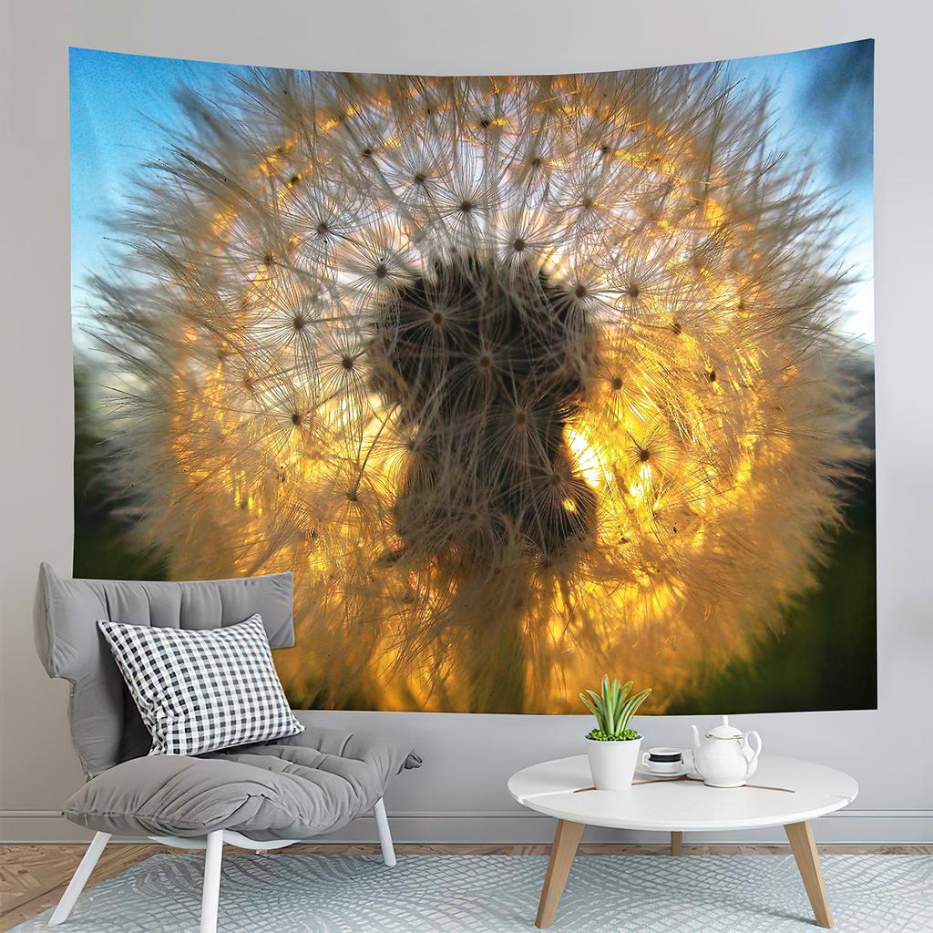 Spring Time Field Dandelions Tapestry Sunset Natural Scenery Tapestry Art Wall Hanging Home Living Room Bedroom Dorm Tapestries