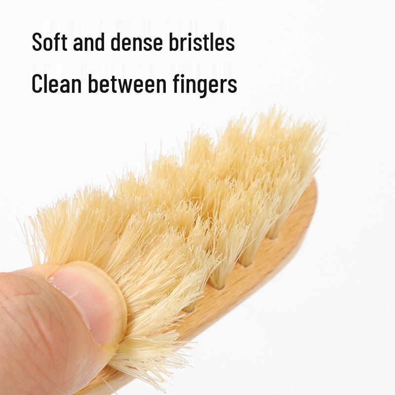 Dual-Sided Long Handle Solid Wood Boar Bristle Nail Brush