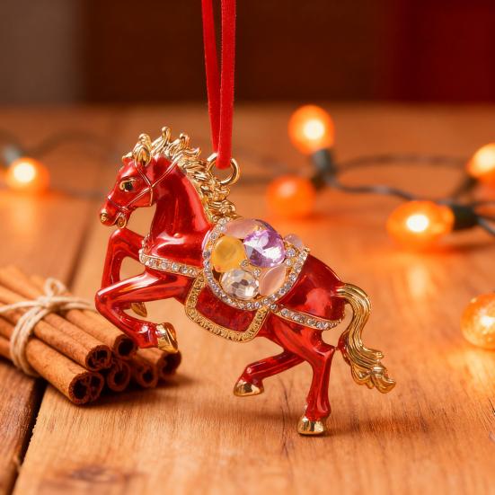 Pferd Weihnachtsschmuck Strass Baumdeko Glückliches Tierkreiszeichen Thema Festliche Feiertagsdekoration