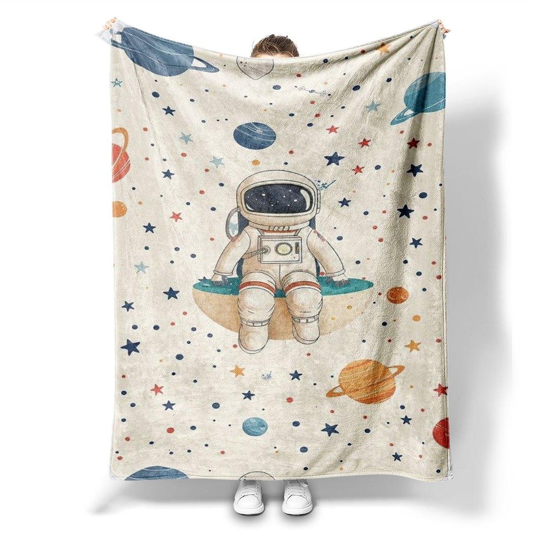 

Astronaut Space Print Flannel Throw Blanket Soft Cozy Fleece for Bed Couch Kids Room All Season Fun Gift 130x150cm51x59in