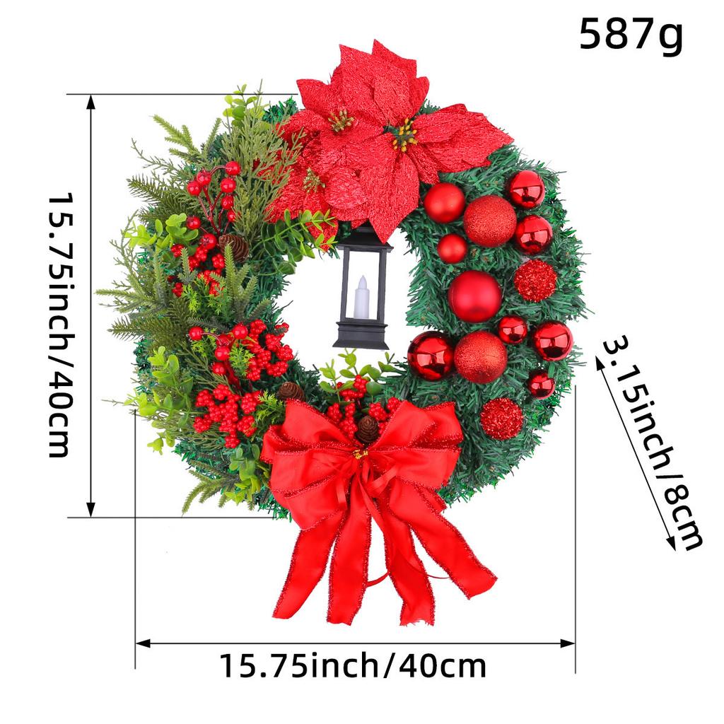 Feiertagsszene Laternenkranz Rote Schleife Weihnachtsdekoration zum Aufhängen an Tür & Fenster