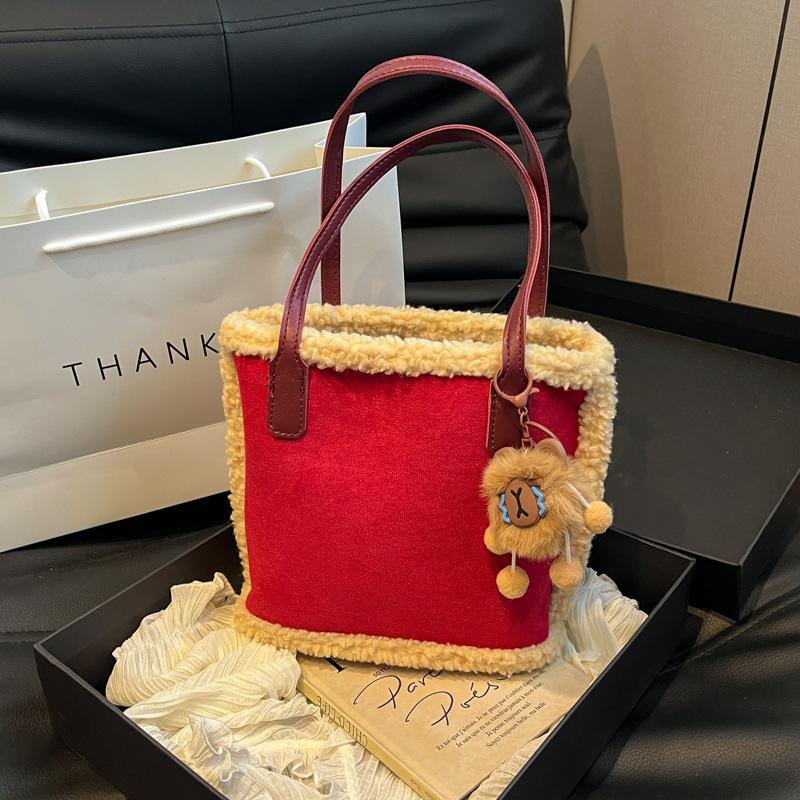 Autumn and winter new plush bag large-capacity women s bag suede matte bag fashionable casual high-value bucket bag