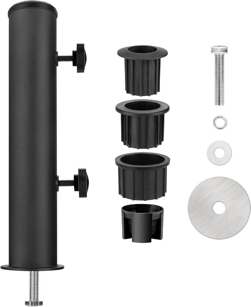 Outdoor Umbrella Base: Sunshade Ground Insert, Marble Fixer, Carbon Steel & Stainless Steel Tube