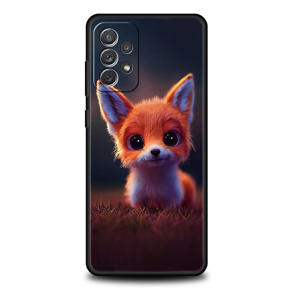 Phone Case for Samsung Galaxy A55 A53 A52 A52S A51 A41 A35 A32 A25 A23 A15 A13 A71 A72 5G Soft TPU Shell Cute Animal Fox Fundas