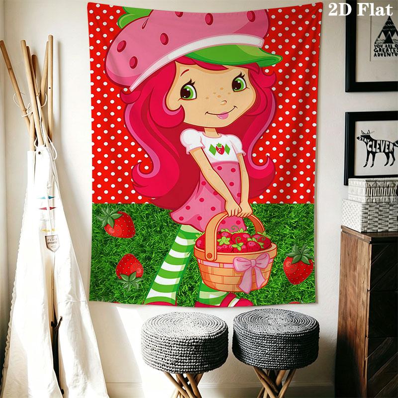 Erdbeer-Shortcake Eine Wandbehang Gedruckter Stoffdecke Dekorative Wandteppiche für Schlafzimmer Wohnzimmer Heimdekoration