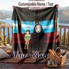 Custom Text Flannel Throw Blanket, Lightweight Cozy Bed Sofa BlanketSpirited Away