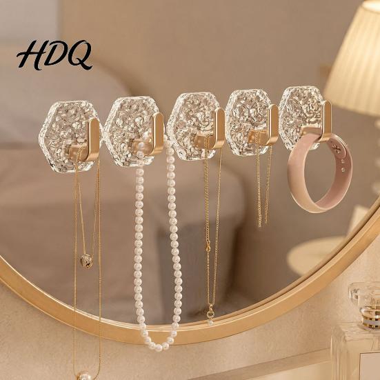 Hexagon Shape Hooks Hexagonal Self Adhesive Hooks Water Ripple Pattern Design Waterproof