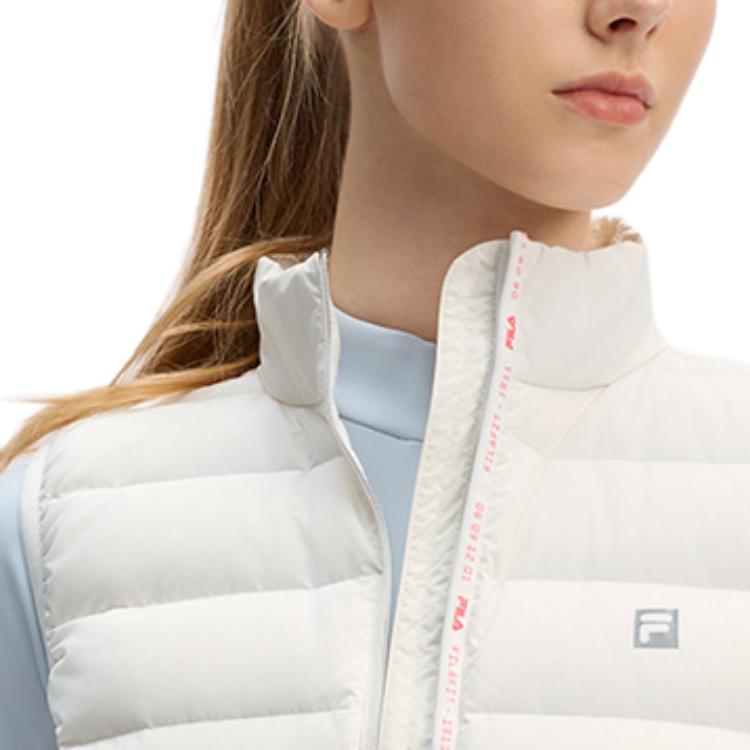 Fila Fitness Solid Color Fashion Comfortable Warm Down Vest Women Vests White A11W441903F-WT