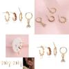 Elegant Alloy Rhinestone Hoop Earrings Set Four Piece Chic Fashion Jewelry
