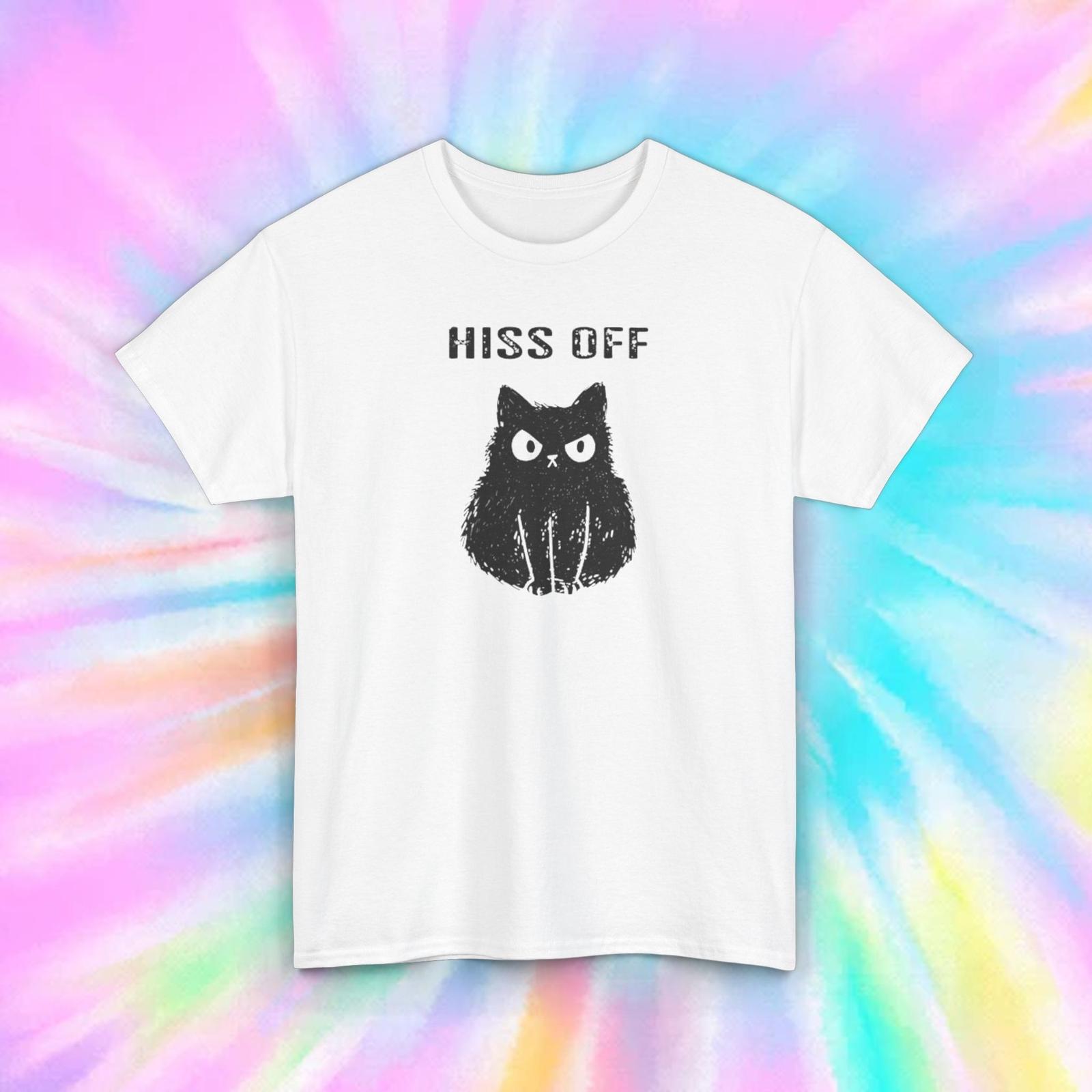 Hiss Off Shirt Funny Cat Lover Sarcastic Humor Grumpy Kitty Graphic Tee S-5XL XL