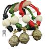 Dog flea and tick collar with camphor wood beads and a brass bell, suitable for small, medium, and large dogs, featuring a retro Chinese style and