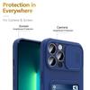 For iPhone 15 Pro Max Case Card Holder PC + TPU Phone Kickstand Cover with Lanyard