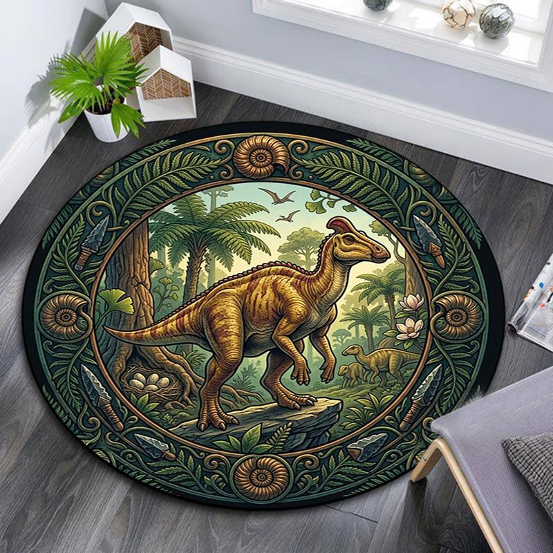 Prehistoric Dinosaur Realm Round Area Rug Under Office Chairs Bedroom Living Room Home Decor