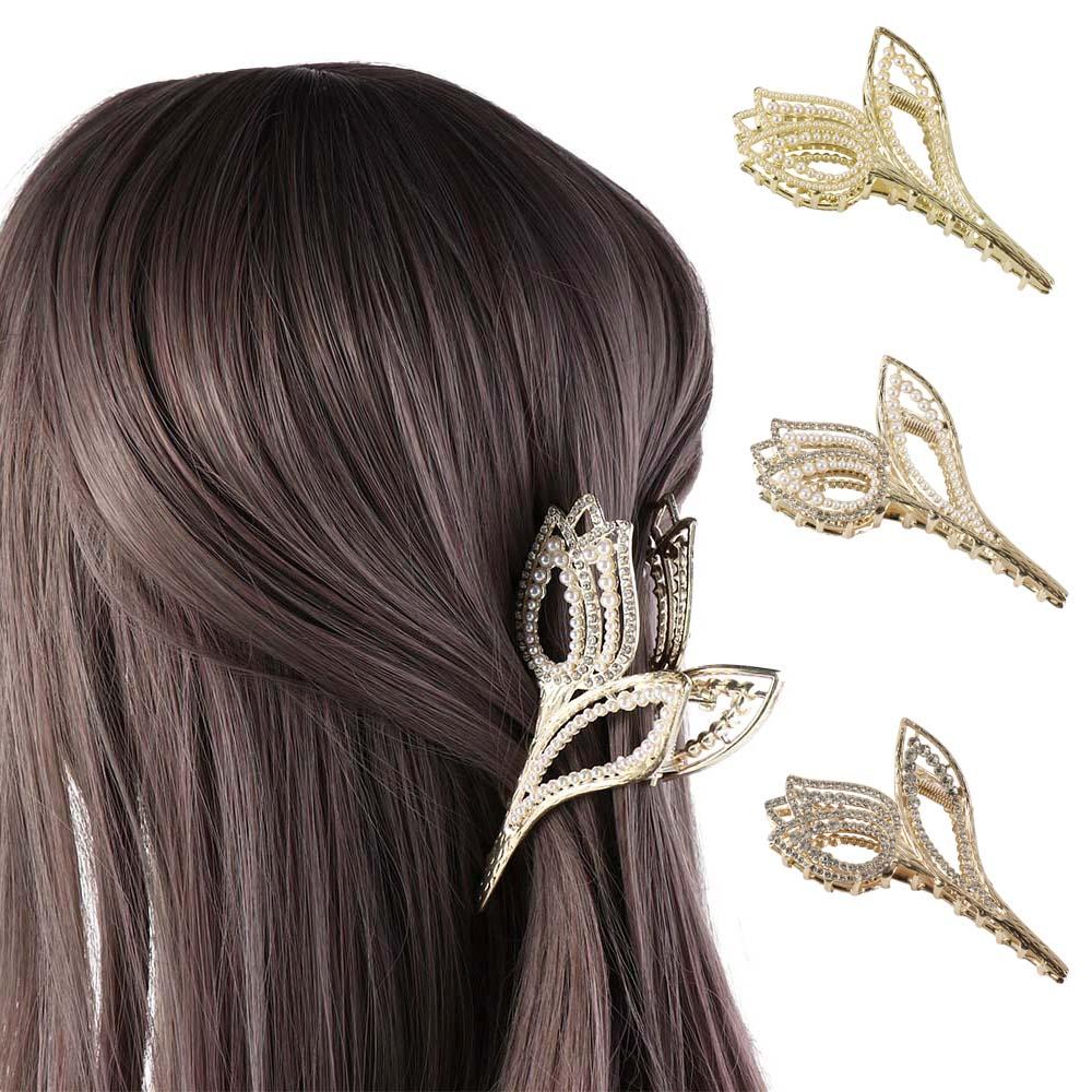 

Hair Crabs Clip Zircon Shark Clip Flower Hairgrip Korean Ponytail Holder Women Hair Claws