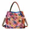 New Genuine Leather Women's Large Shoulder & Crossbody Handbag with Flower Patchwork