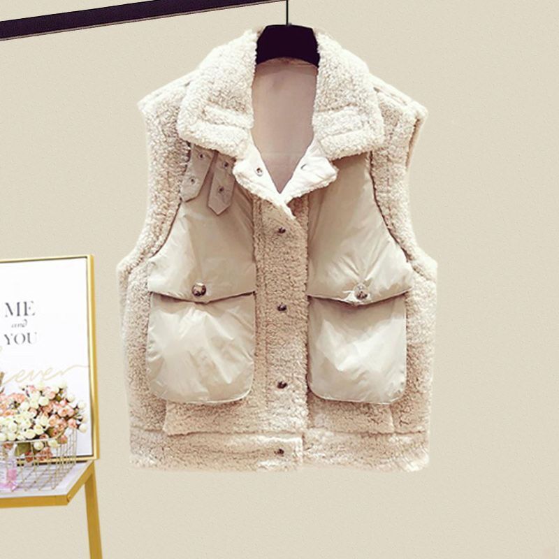 Ensemble 3 pièces pour femme automne hiver grande taille chaud en peluche sweat-shirt veste + pantalon épais et rembourré + veste sans manches