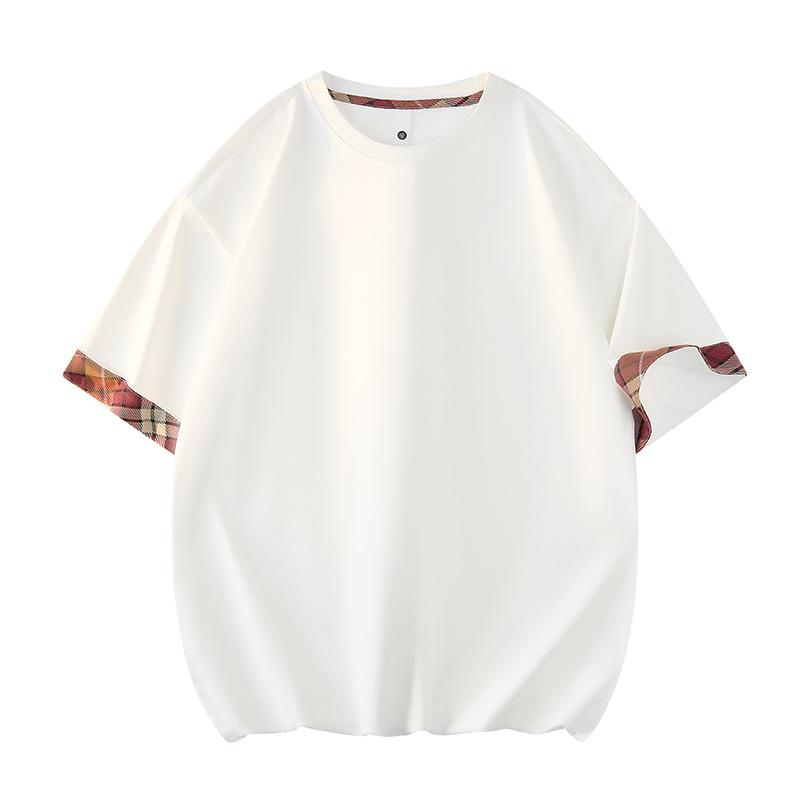 

Men s Retro Summer Contrasting Plaid Round Neck Short Sleeved T-shirt XXXXL білий