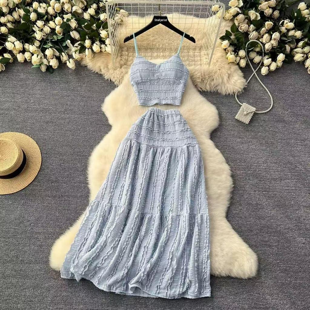 Schickes schulterfreies Top & A-Linien Prinzessinnenkleid Zweiteiliges Set