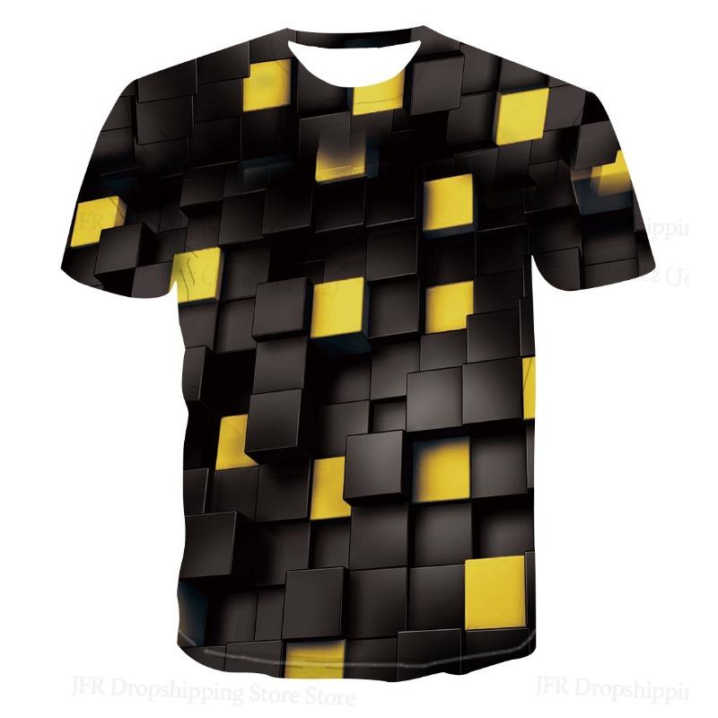 Women T Shirt 3D Funny Optical Illusion 3d Print T-shirt O-Neck Short Sleeve Tops Tees Women Clothing Geometric Tshirt Dizzy