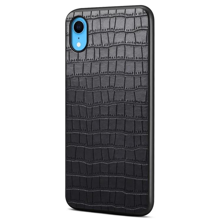 

Для iPhone XR 6,1 дюйма чехол с кожаным покрытием PC+TPU крокодиловая текстура задняя крышка телефона