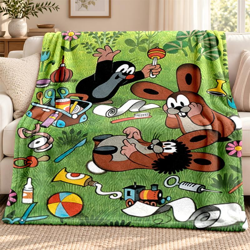 Cartoon-Maulwurf-Decke Flanell-Decke Weiche kuschelige Plüschdecke für Sofa Bett Leichte Heimdekoration Camping im Freien