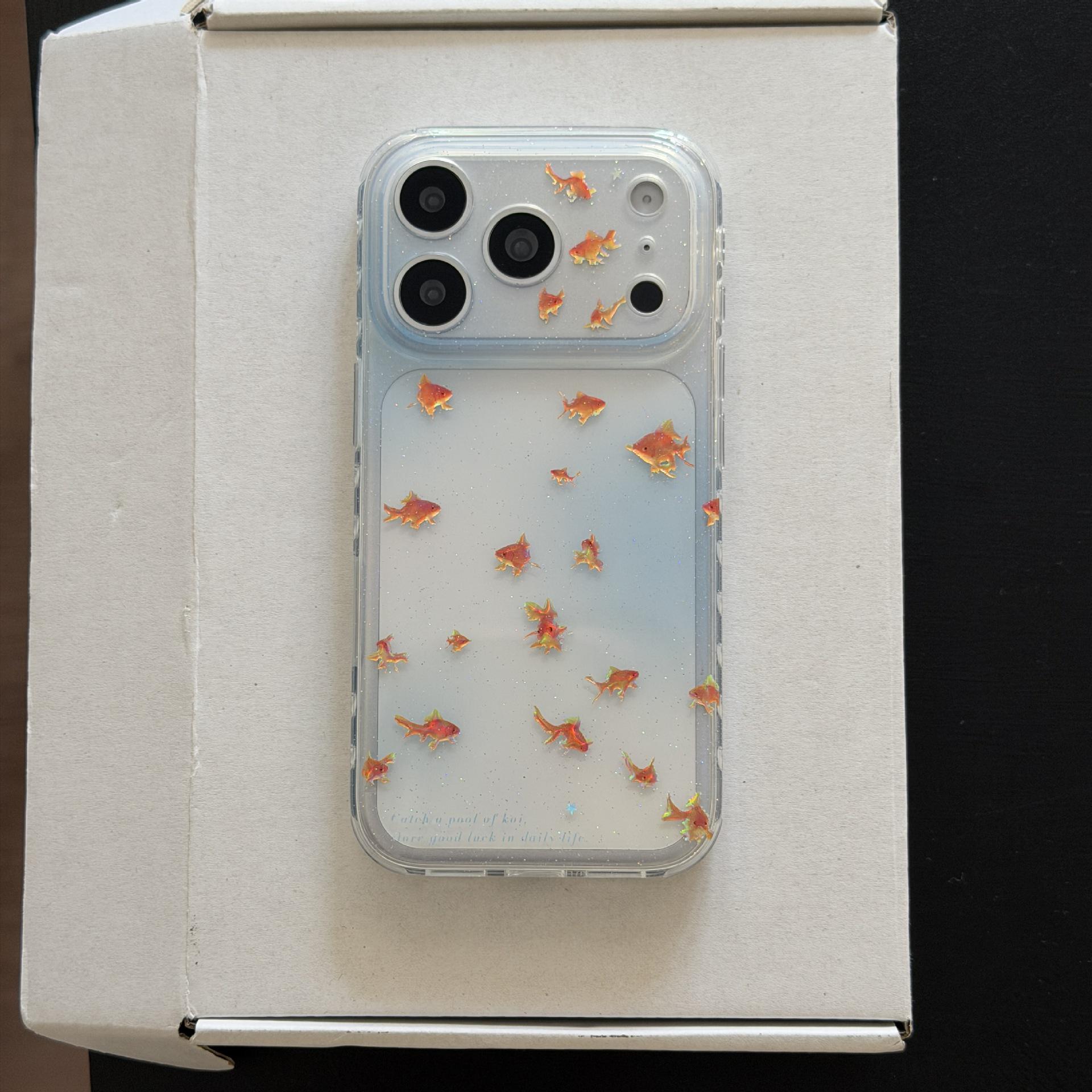 

Niche Blue Goldfish Hand Strap Case for iPhone 14/15/16/17 Pro Max iPhone 17
