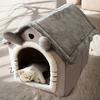 Detachable Cat Cave Bed - Winter Warm Pet House for Cats & Small Dogs, Soft Polyester Cave Nest with Removable Washable Cover