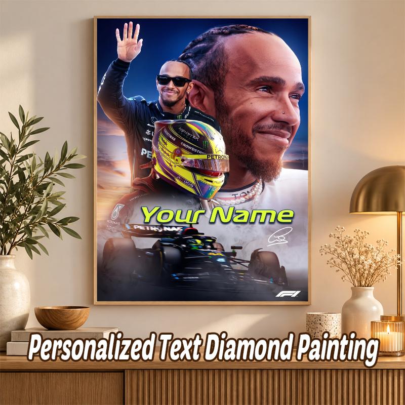 Lewis Hamilton Benutzerdefinierter Name Text 5D Diamantmalerei Set DIY Vollbohrer Diamantkunst Dekoration
