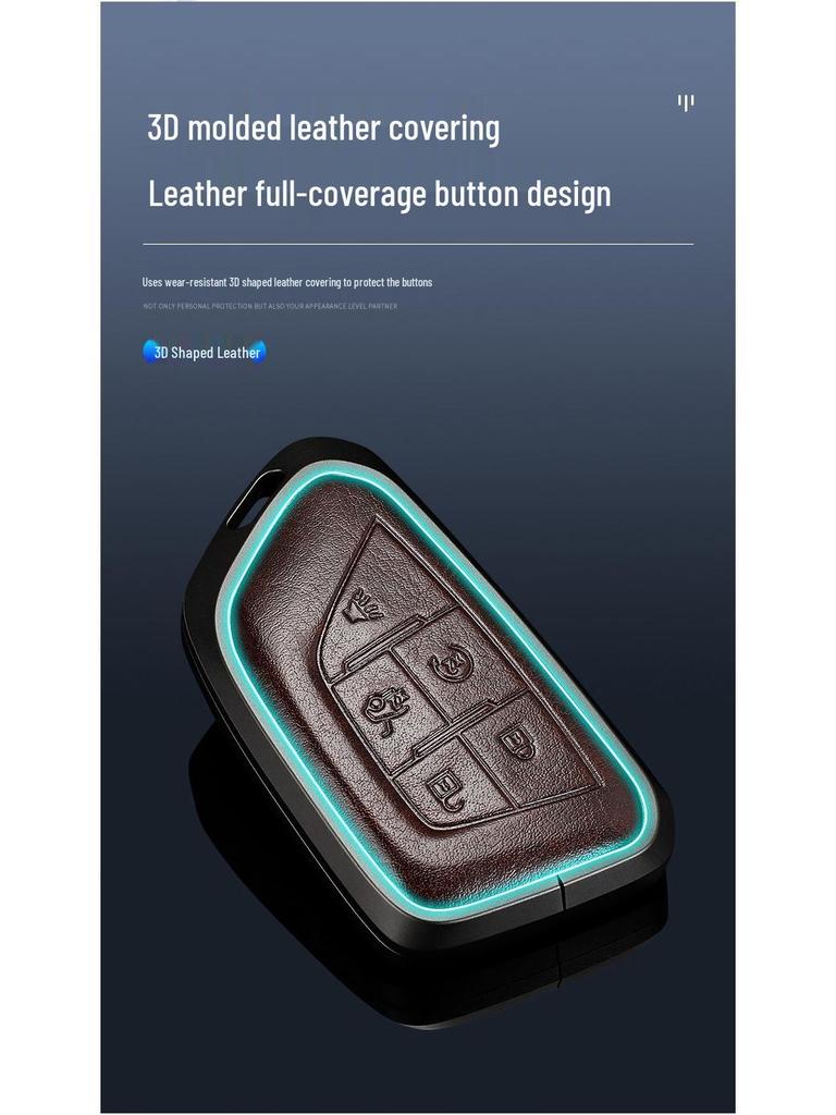 Genuine Leather Key Case for Cadillac XT5, CT5, XTS Key Fob - Unisex Design with Buckle