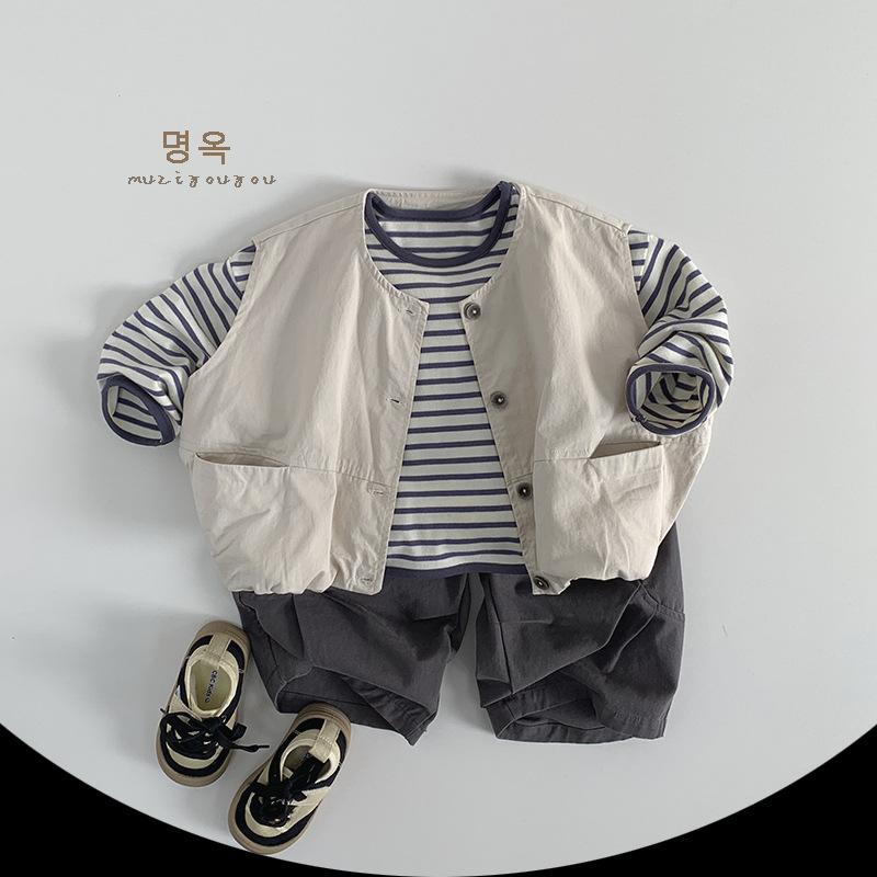 Striped Casual Long Sleeve Basic T Shirt For Boys And Girls Kids Top