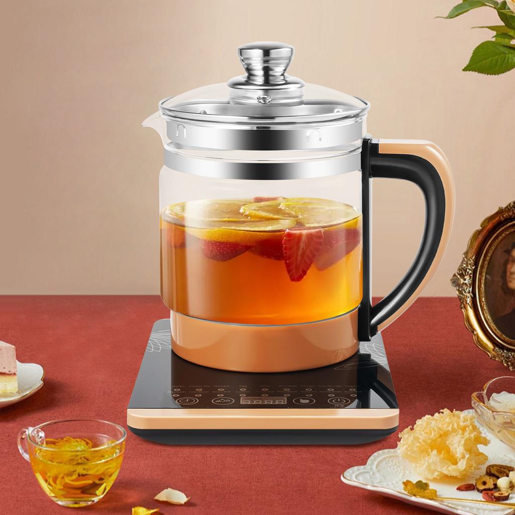 1.8L Electric Glass Kettle With Tea Infuser & Egg Steamer Rack, Temperature Control Electric Kettle With 18 Smart Programs