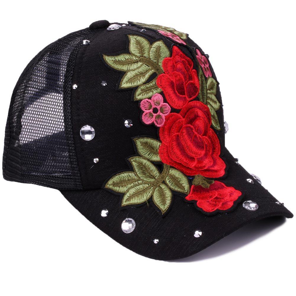 Cappello a Rete Traspirante Ricamato da Donna con Intarsi di Diamanti Affascinante Cappello Estivo alla Moda e Versatile Cappello da Sole Cappello da Sole Casual