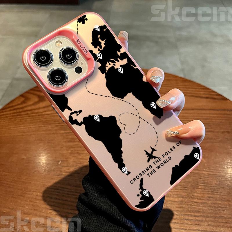 

Черный чехол для телефона с дизайном маршрутной разметки самолета для iPhone 16 Pro Max 15 14 Plus 13 12 11 7 8 X XS XR Противоударная жесткая крышка iPhone 13 Pro Max
