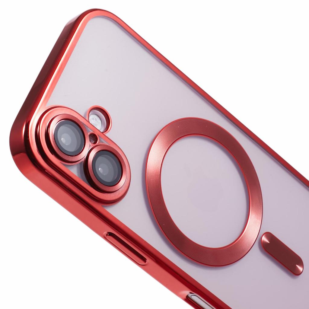 Für iPhone 16 Plus Magnetische Hülle Galvanisierter Rahmen TPU Handyhülle mit Objektivfolie