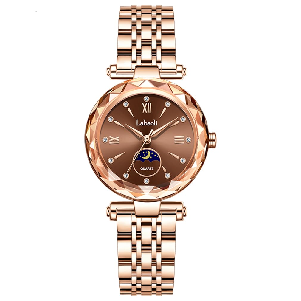 

Rose gold watch with brand stainless perfect gift for your brown women s crystal, stylish, waterproof, name, business, steel, luxury, cute,