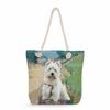 Oil Painting of a Dog Print Thick Rope Single-shoulder Beach Bag 7214