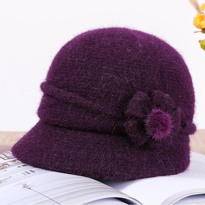 

Вязаная шапка из кроличьего меха для пожилого мужчины, осенне-зимняя, шапка для пожилого мужчины, женская зимняя шапка для бабушки, теплая мамина шапка, шляпа-ведро One size