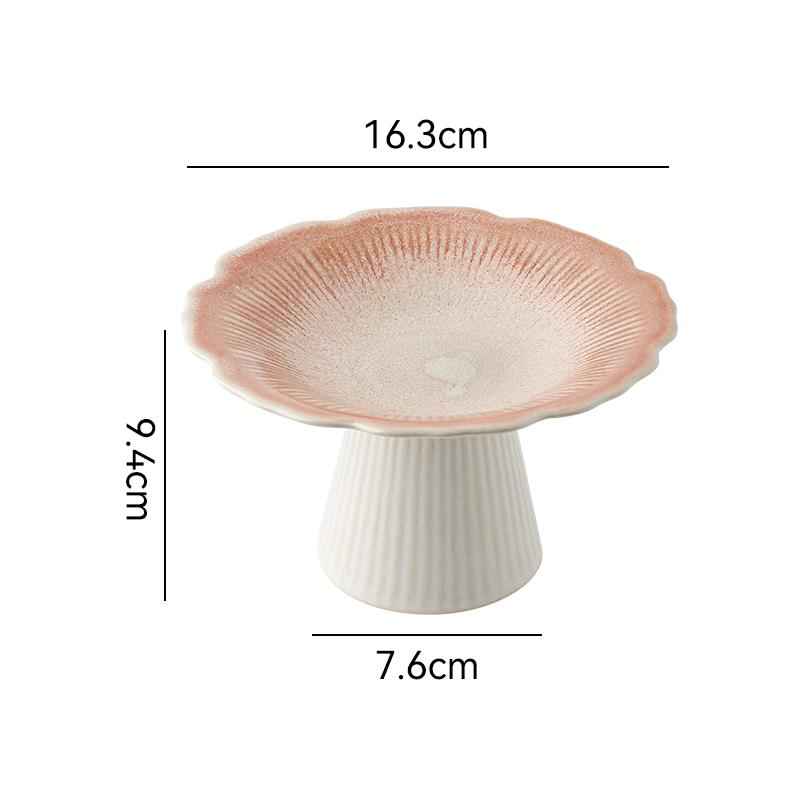 6 Inches Chinese Vintage Ceramic Goblet Creative Flower Shape Fruit Dessert Salad Nut Candy Storage Plate Home Kitchen Tableware