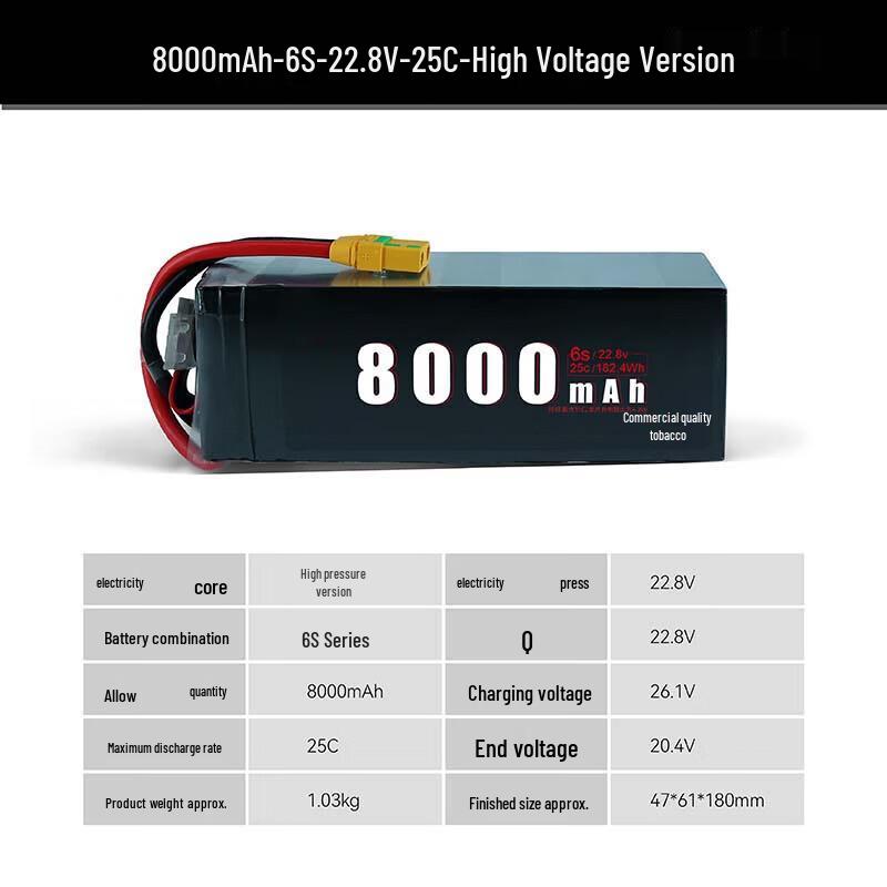 Jiangming Aviation 6S 8000mAh 25C Drone Battery