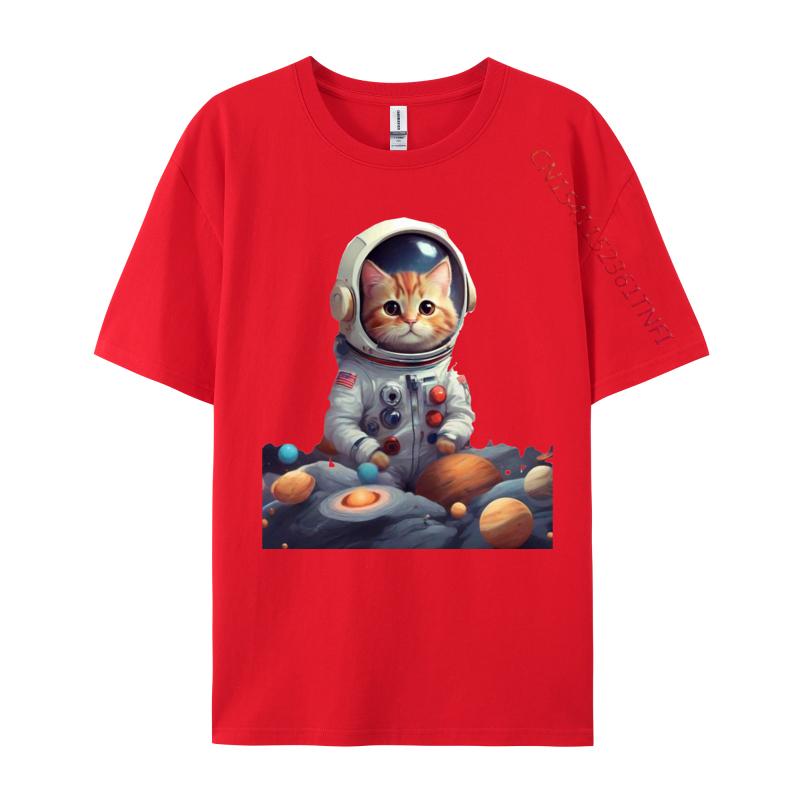 Space Cat TShirt Discount VALENTINE DAY Premium Cotton Tops Tees Tops Shirts Cat In Space Funny Shirts