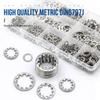 Kit de Assortimento de Arruelas de Travamento Dentadas Internas/Externas com 410 Peças Aço Inoxidável 304 M3 M4 M5 M6 M8 M10 Arruela de Travamento Dentada Estrela DIN6797